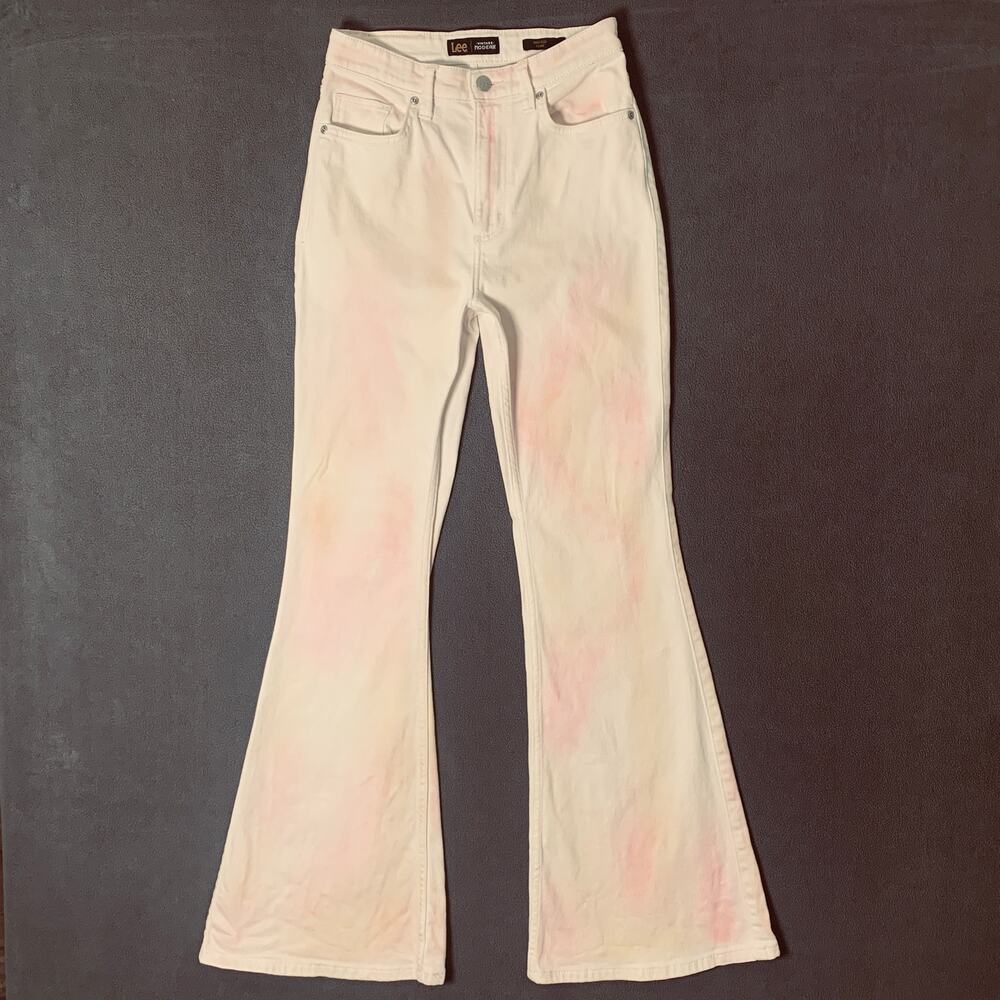 Lee Jeans Women 26* Flare High Rise Tie Dye Boho Festival Hippie Vintage Modern
